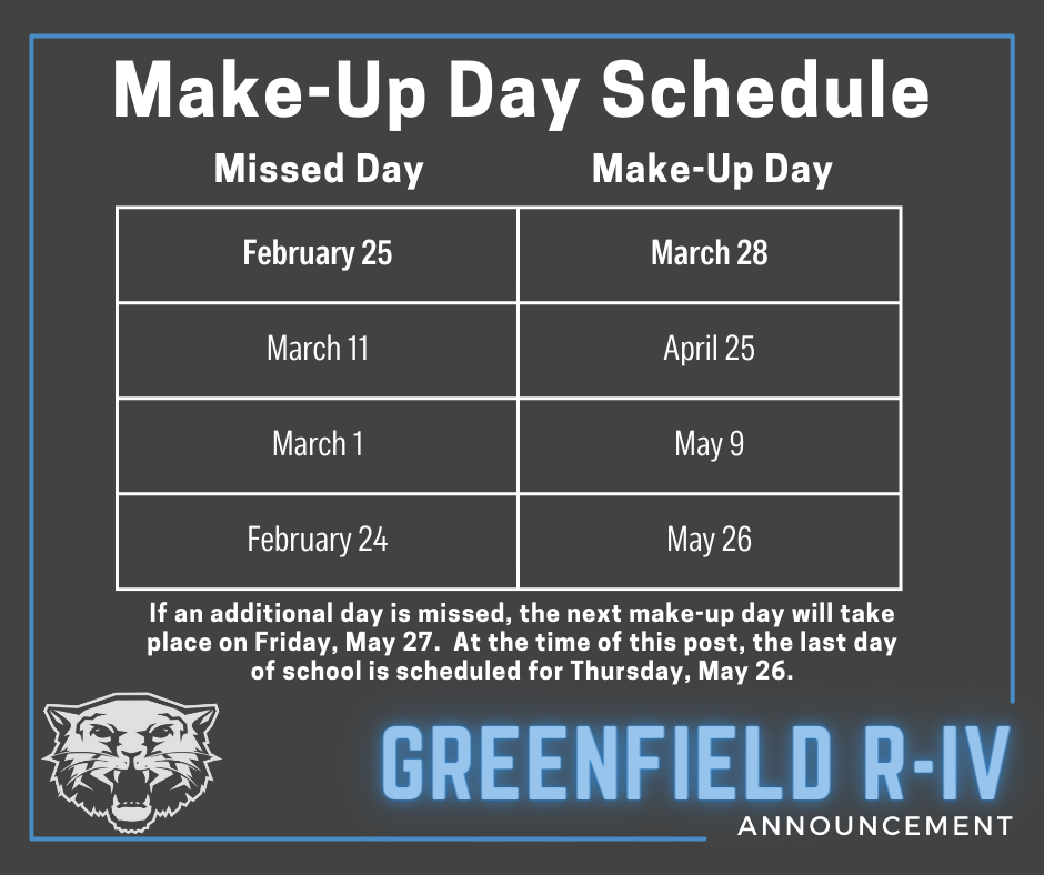 Make-Up Day Schedule